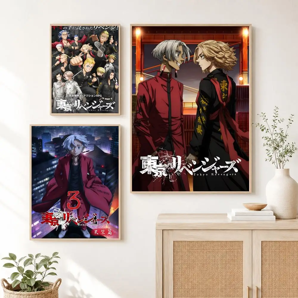 Cool Anime T-Tokyo Revengers Poster Self Adhesive Wall Art Decor for Bedroom Living Room Office Home Decor Gift