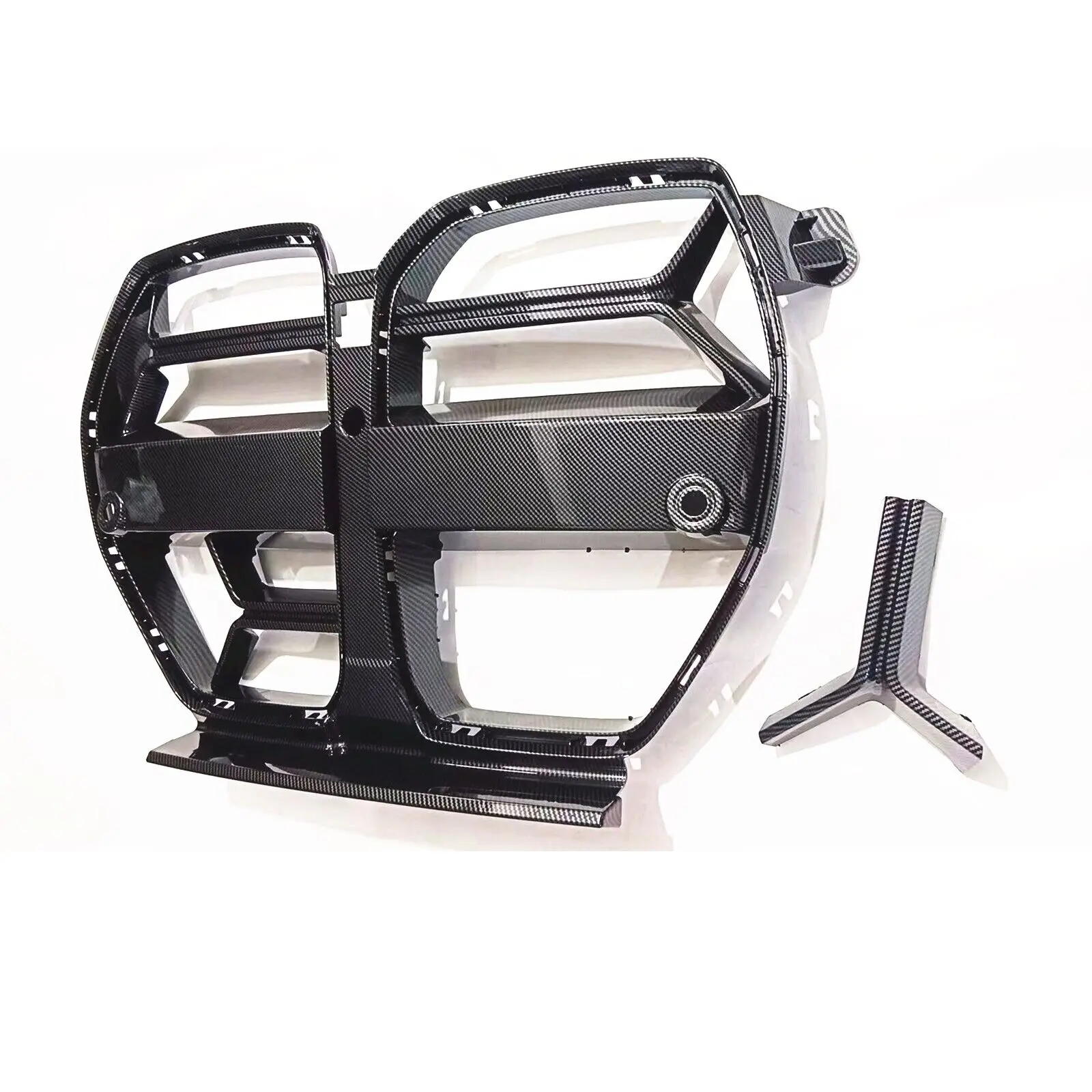 Front Bumper Grille For BMW G80 M3 G82 G83 M4 2021 2022 2023 CSL Style Front Hood Kidney Grill Carbon Fiber Look Glossy Black