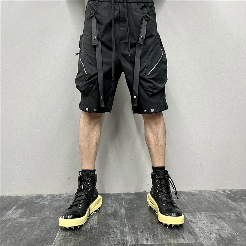 

Designer Model Trendy Big Workwear with Pocket Shorts Zipper Stitching Fashion Personality Fifth Pants Bermuda