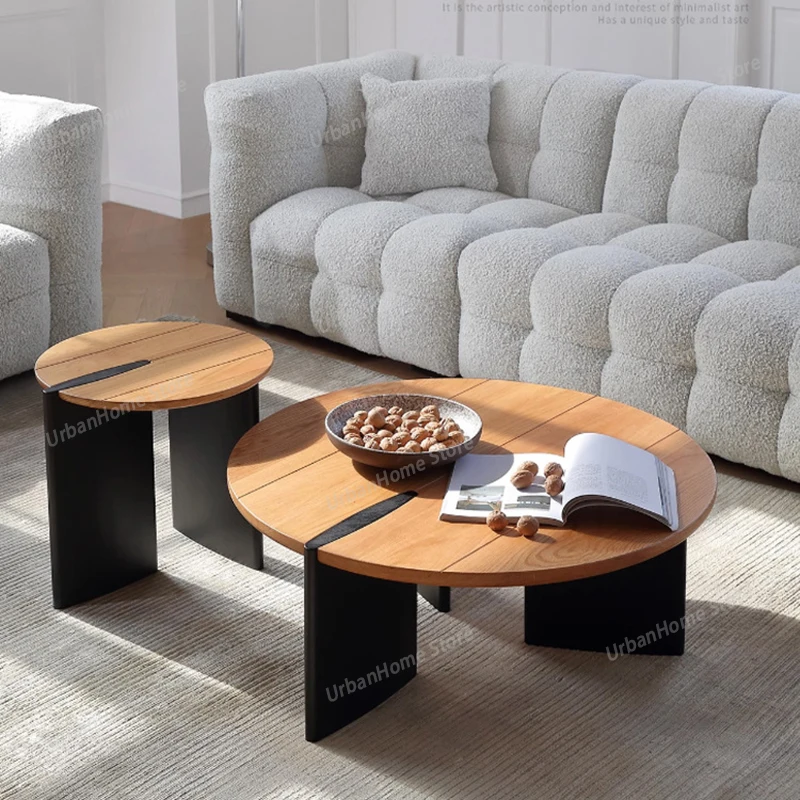 

Nordic Solid Wood Round Coffee Table Set Minimalist Modern Designer B&B Side Tables Art Center Home Furniture Escritorios FYCT