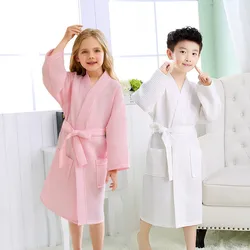 Kids Waffle Robe Spring&summer New Casual Loose Children Bathrobe Cute Boy&girls Water Absorption And Quick Drying Sleepwear