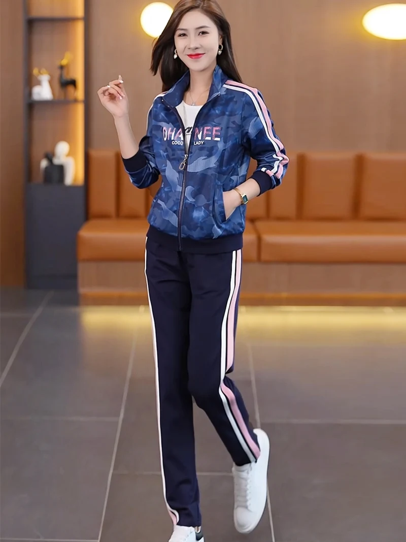 

Women's Sportswear Set Slim Fit Outdoor Fitn Long Pants Tee Piece Suite Casual Spor Breathable Spring Autumn Wear