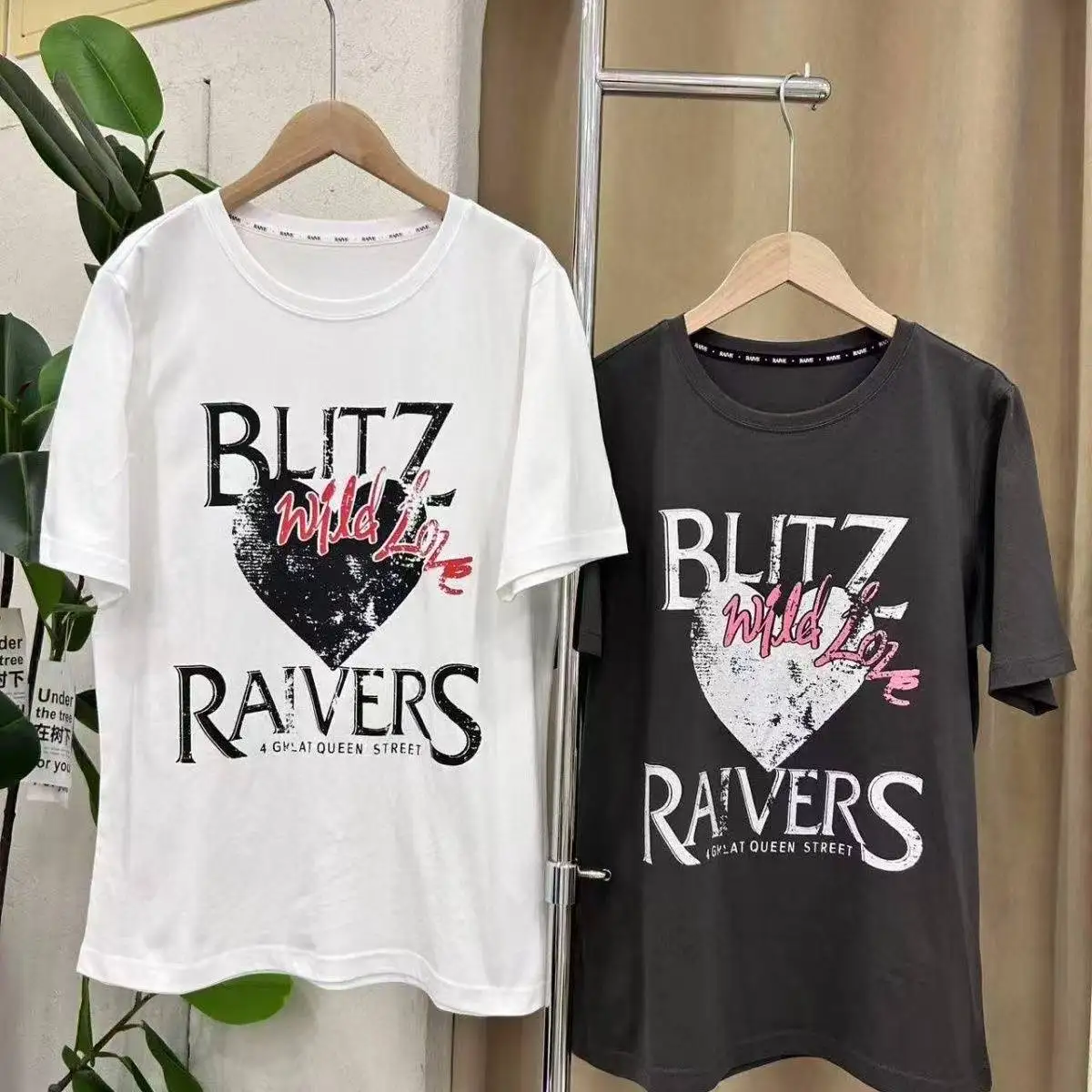 

2025 New Summer Korean Cotton Heavyweight Korean Ins Design with Letter Printing for Summer Loose Short Sleeved T-shirt Top