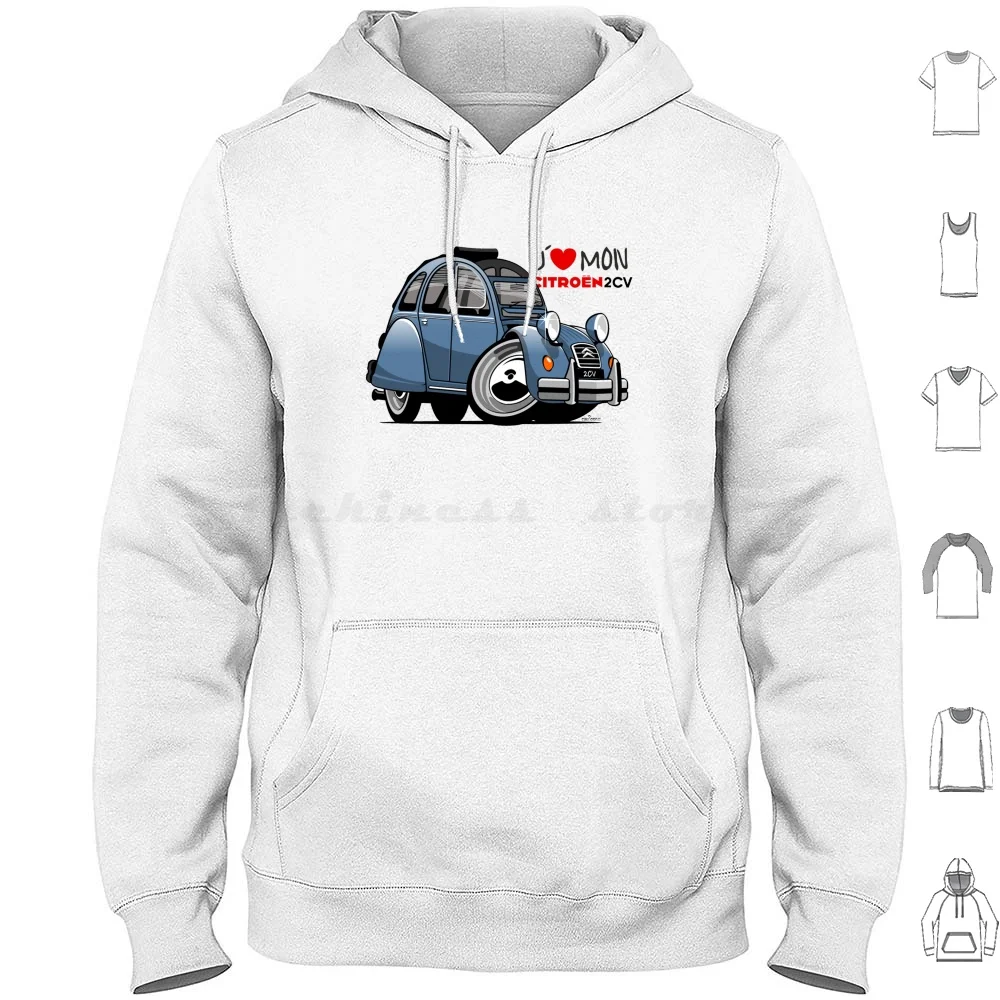 Citro ? N 2cv Caricature Blue Hoodies Long Sleeve 2cv 2 Cv Deux Chevaux Deuxchevaux Type Az Classic French Car France