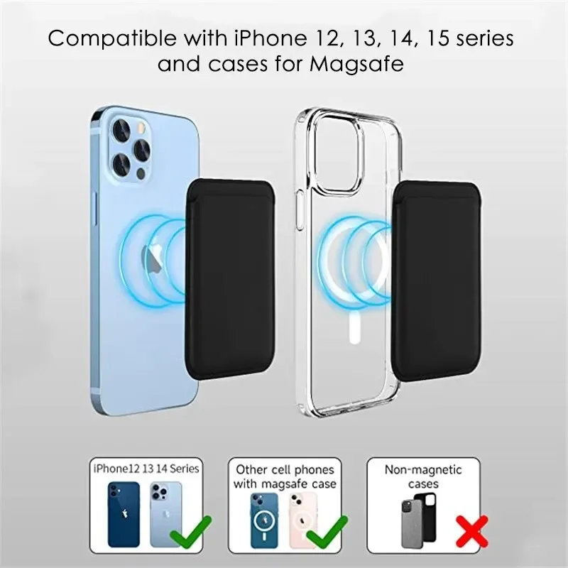 محفظة جلدية مغناطيسية حامل بطاقة حامل هاتف Macsafe لـ Magsafe IPhone 15 14 13 Pro Max Mac دعم آمن حامل هاتف