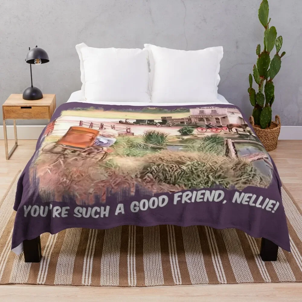 

You're Such a Good Friend Nellie Little House Scene White Title Throw Blanket Bed linens Baby Blankets