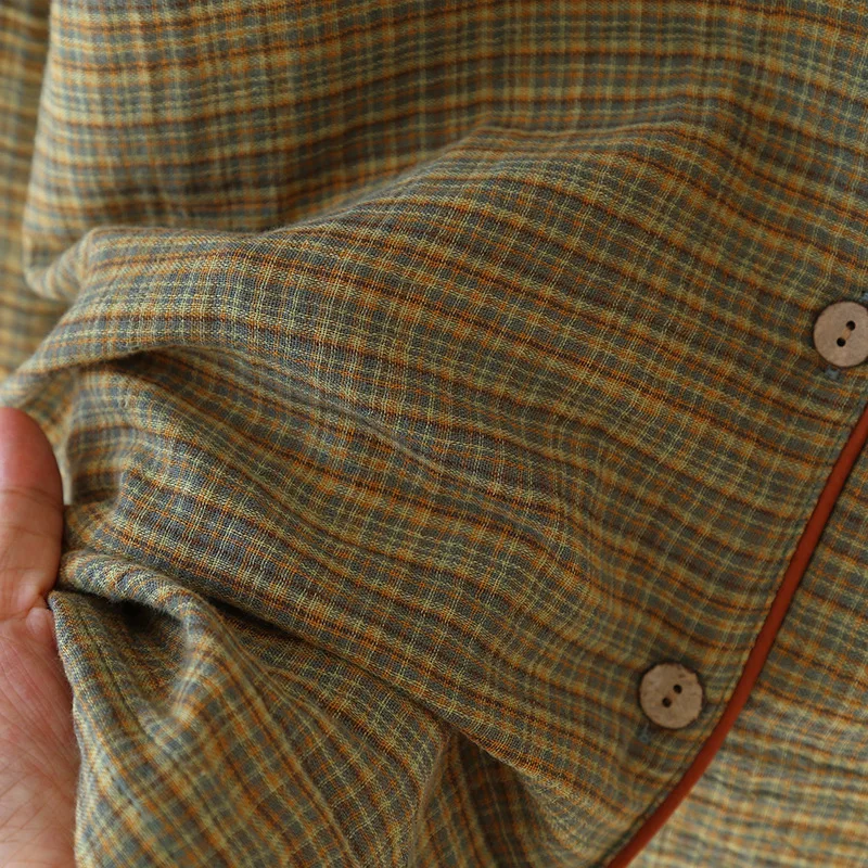 2025 Women's New Spring and Autumn Pajama Set 100% Cotton Long Sleeve Long Pants Two Piece Set Loose Collar Home Clothes Ladies