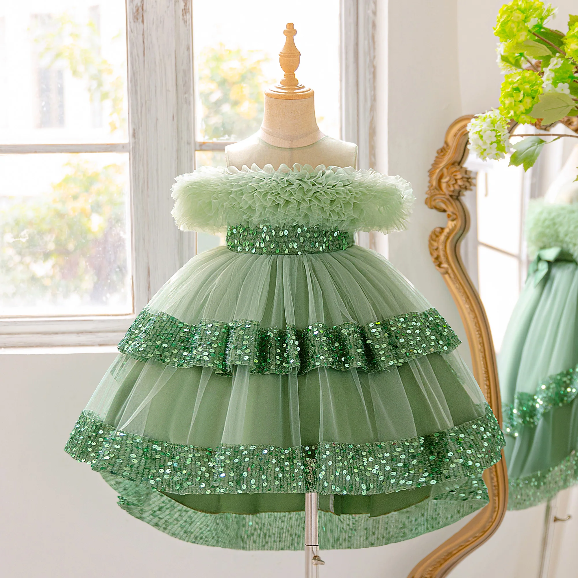 Mode Hochzeit Party Mädchen Kleid Elegante Blume Bogen Blume Brautjungfern Geburtstag Prinzessin Prom Kleider Mädchen Gala Abend Kostüm