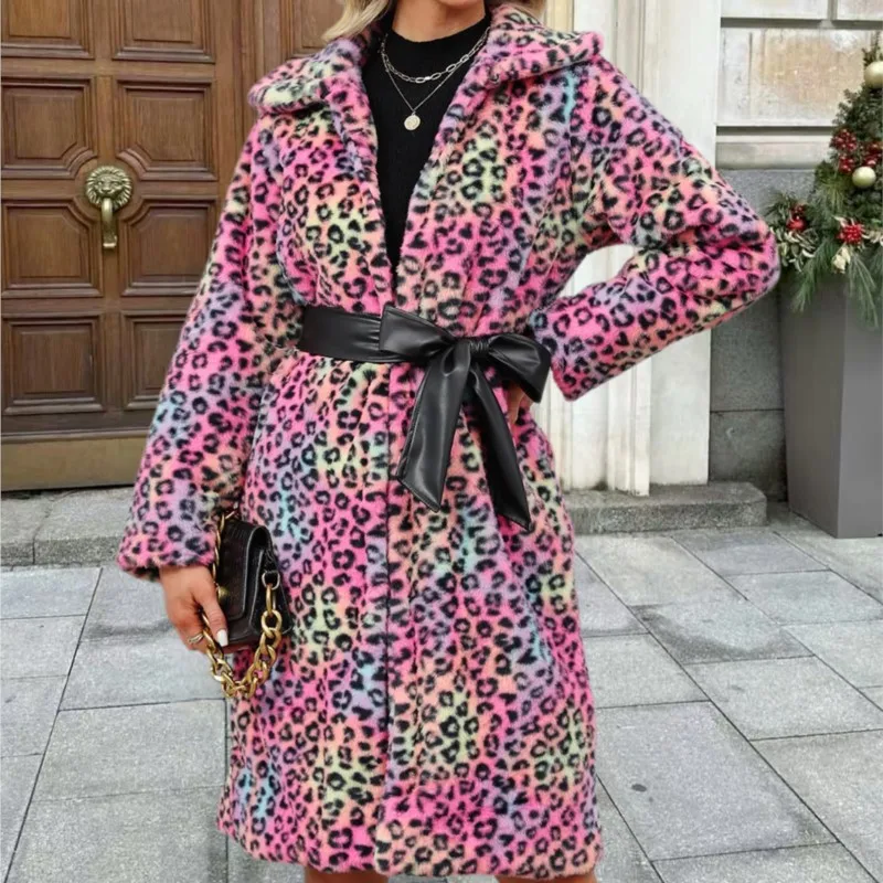 2025 inverno engrossar jaquetas quentes alongar casacos de pele casacos macios jaqueta outerwear retro das mulheres natal pele do falso jaqueta leopardo