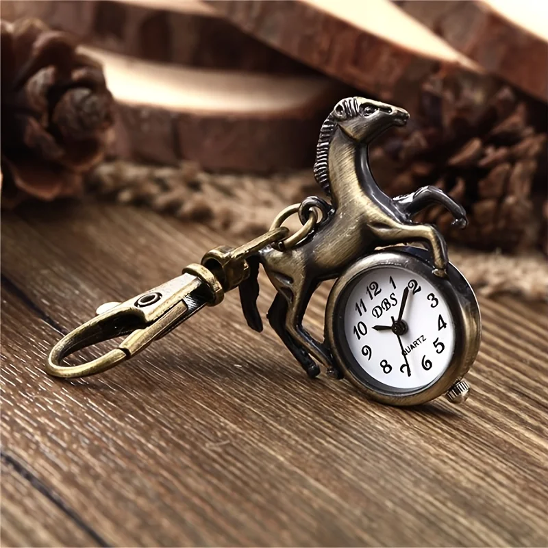 ساعة سلسلة مفاتيح برونزية عتيقة ، ساعة كوارتز للفتيان والفتيات ، حقيبة مدرسية ، هدية إبداعية #3