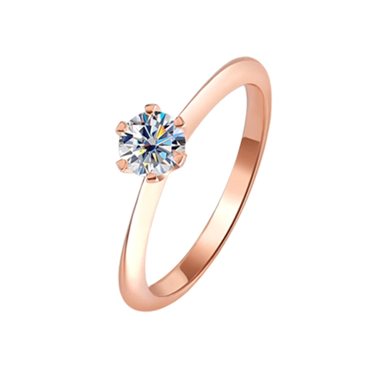 Smyoue 0,5 CT D-Farbe-Moissanit-Diamantring für Damen, rund, Brillantschliff, funkelnder Hochzeit, Solitär-Band, 925er Sterlingsilber