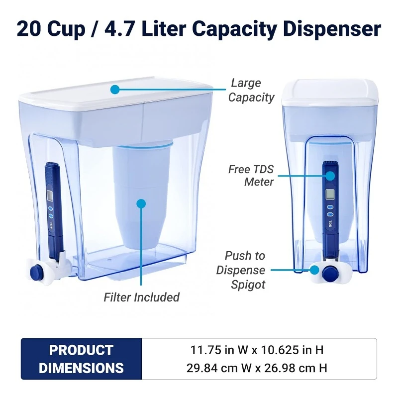 Filtre à eau TDS IAPMO, prêt à l'emploi, distributeur en 5 étapes, ignorez au plomb SAP, DNomium, PFOA, PFOS, 20 tasses