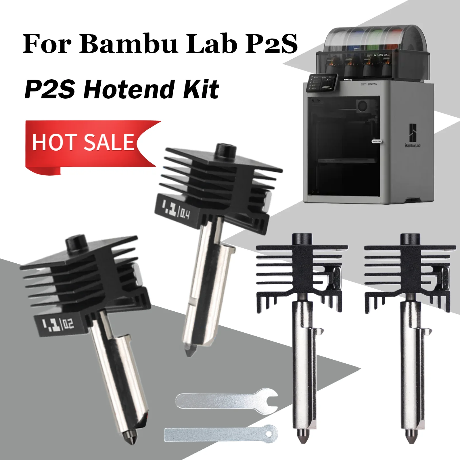

For Bambu Lab P2S Hotend 0.2/0.4/0.6/0.8mm Hardened steel nozzle Replace Hot End Bambulab P2S H2S 3D Printer Print Head Parts