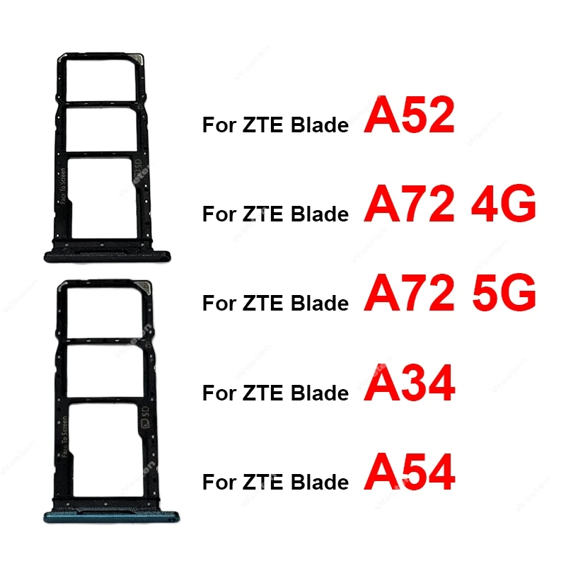 Para zte lâmina a34 a52 a54 a72 4g 5g bandeja de cartão sim leitor titular slot bandeja cartão sim slot conector peças reposição