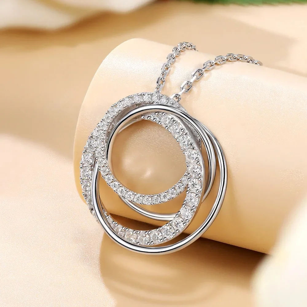 Full Moissanite Pendant Necklace for Women D VVS1 18K White Gold Plated 925 Sterling Silver Lab Diamond Chain Luxury Jewelry