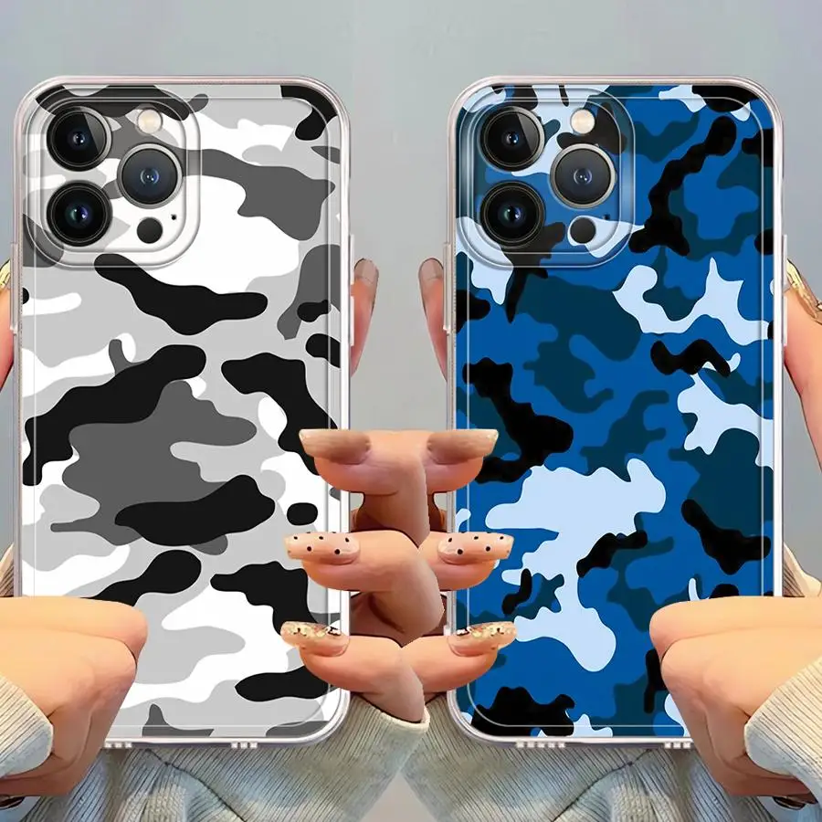 

Чехол для телефона с камуфляжным узором для iPhone 16, 15, 14, 13, 12, 11 Pro Max Mini X XS SE4 7, 8 Plus 16E, противоударный нескользящий чехол Fundas