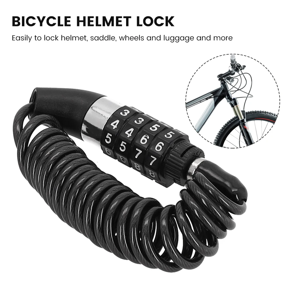 Motorcycle Bicycle Mini Password Lock Anti-theft Helmet Lock 4-digit Password Lock Steel Wire Lock Mountain Bike Frame Lock