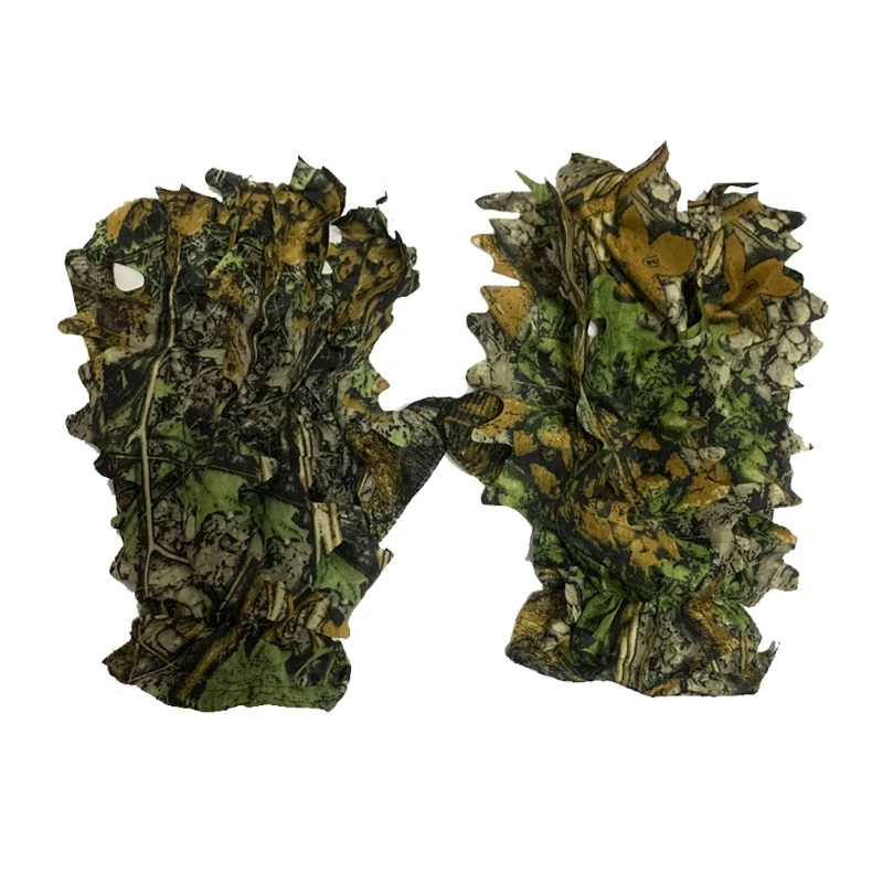 

Universal 3D Camouflage Protective Glove Hunting Fishing Outdoor Activities Leafy Hunting Gloves Breathable Defend Glove