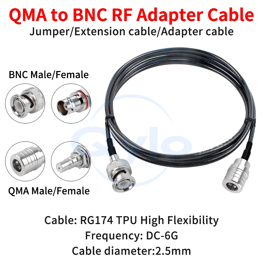 

Кабель-переходник QMA-BNC «папа/гнездо» Антенна RF Удлинительный кабель Высокая гибкость RG174 Кабель из ТПУ Кабель QMA-BNC (1 шт.)