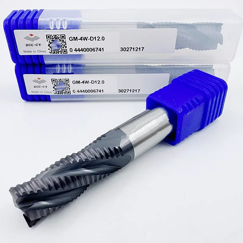 

GM-4W-D12.0 ZCC.CT GM-4W Four blade straight shank flat head wavy edge end mill D12.0*12*30*75 4F 4 Flutes Roughing End Mills