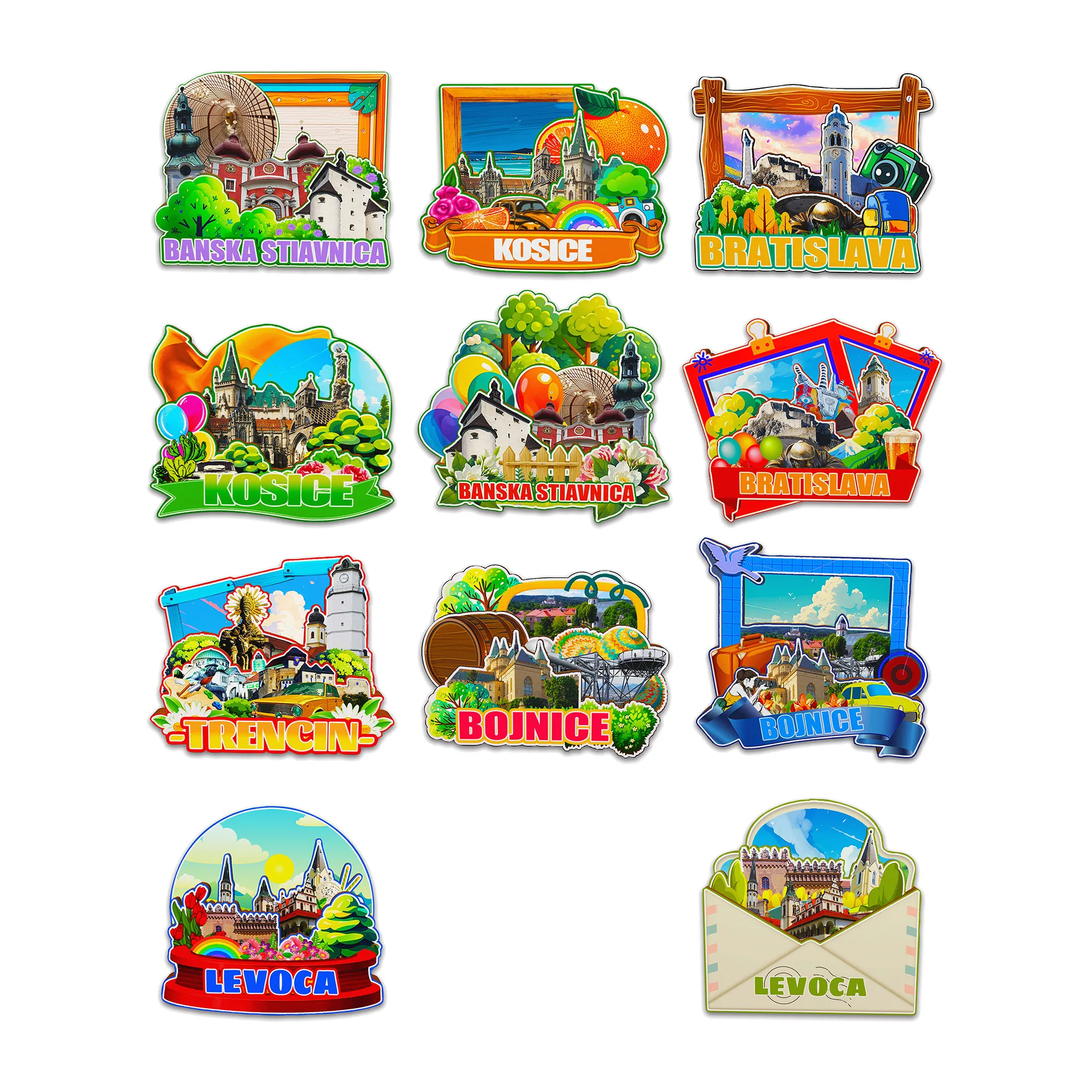 Декоративные магниты для Banska Stiavnica Bojnice Levoca Kosice Братислава Третрин Словакияж городской достопримечательности сувениры 3D деревянные