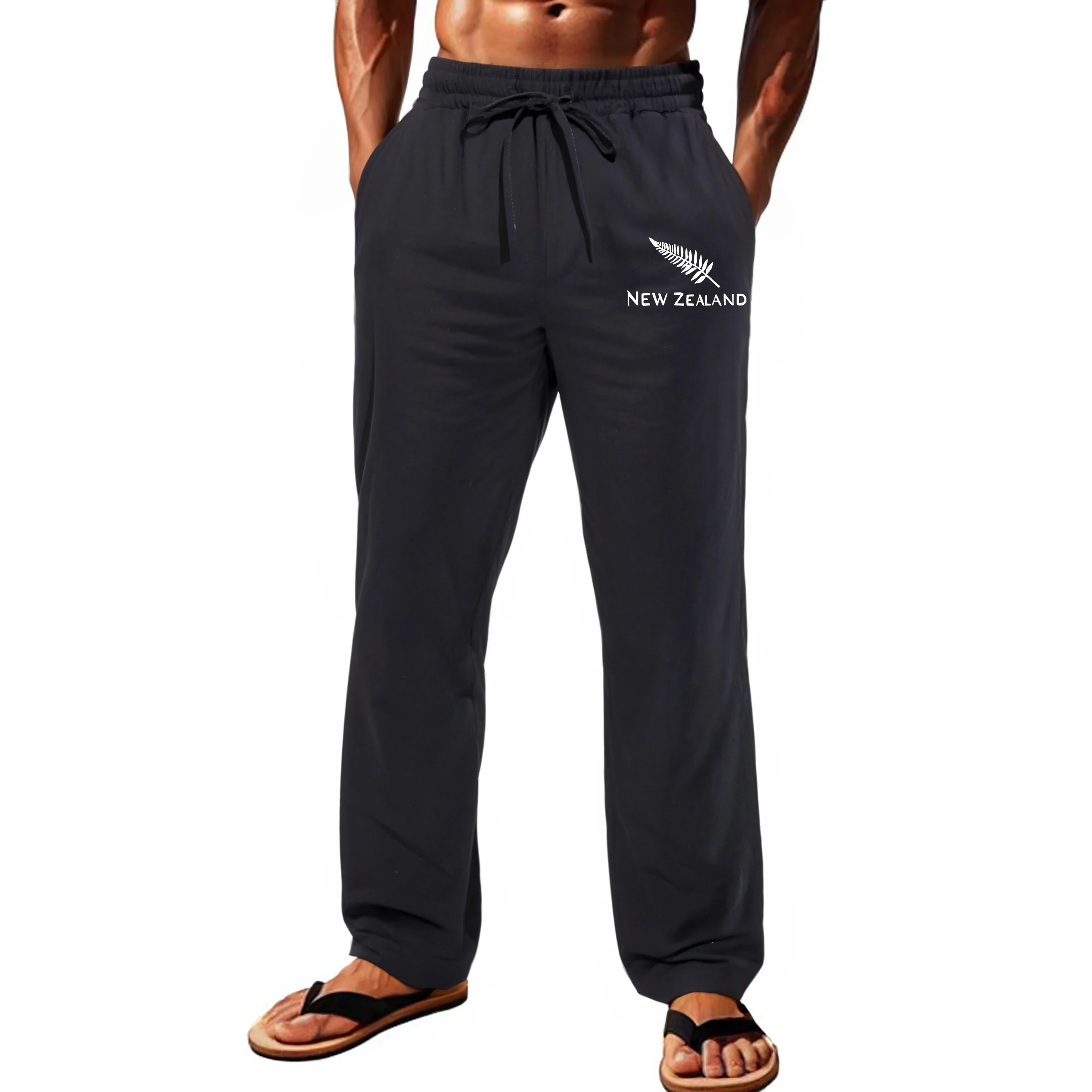 

Summer Men's Cotton Pants New Breathable Solid Color Comfortable Pants Fitness Yoga Jogging Sweatpants Streetwear