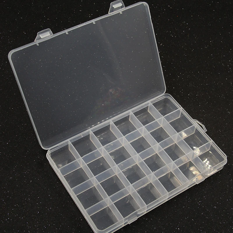 5PCS Clear Plastic Jewelry Organizer Box with Snap Lid 15/24 Grid DIY Accessories Storage Case for Crafts Display Holder
