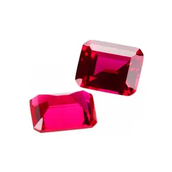 Ruby Rectangle Faceted Gemstone Emerald Cut Ruby Gem Multiple Sizes to Choose