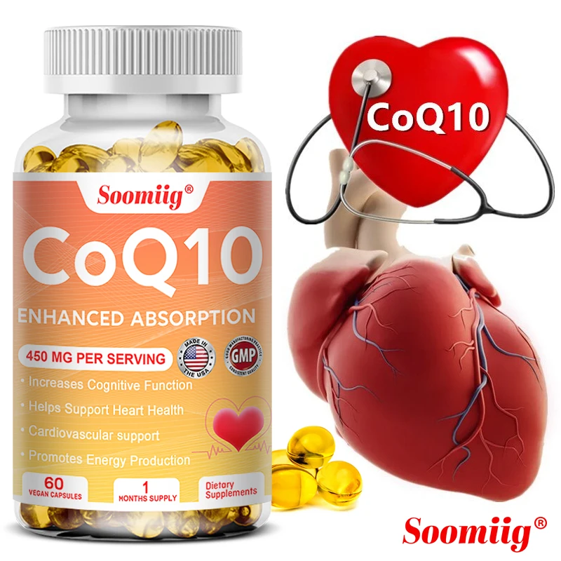 

Soomiig 450mg Organic Ultra High Absorption COQ10 Coenzyme Q10 Seniors Vascular and Heart Health Blood Pressure Balance