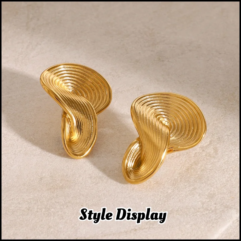 Stainless Steel Geometric Earrings Plated 18k Gold Color Non Tarnish Waterproof Trendy Jewelry Earrings For Women Gift