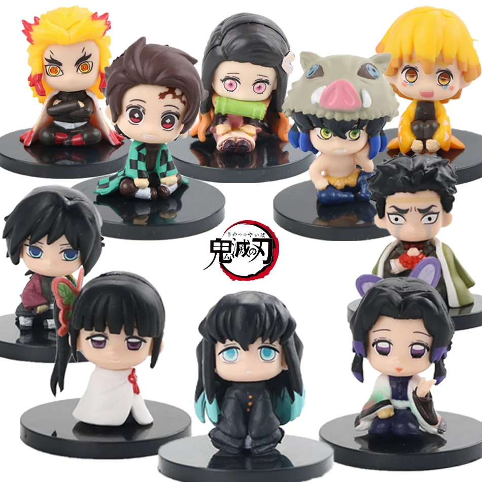 4-5pcs/set Anime Demon Slayer Kimetsu No Yaiba Figure Q Posket Kamado Tanjirou Kamado Nezuko Agatsuma Figure Toys 4-5cm