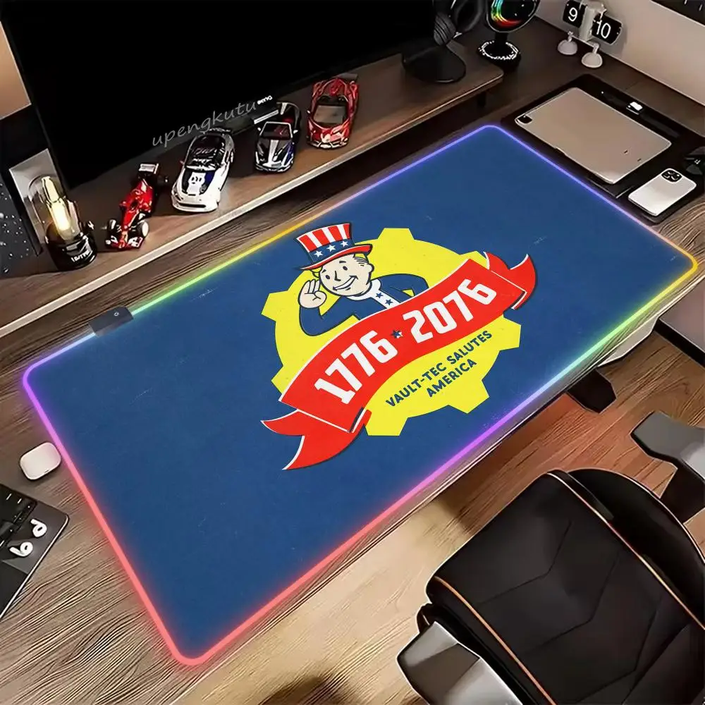 

Popular F-Fallouts 76 Mouse Pad Anime Gaming Mouse Pad LED Table Pads Backlit Rubber Desktop XXL RGB Desk Mats