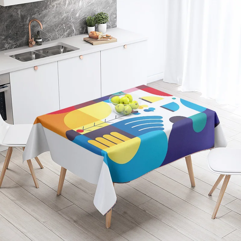 Morandi Ins Style Tablecloth Abstract Art Design 2025 New Geometric Pattern Decorative Tablecloth for Coffee Shop