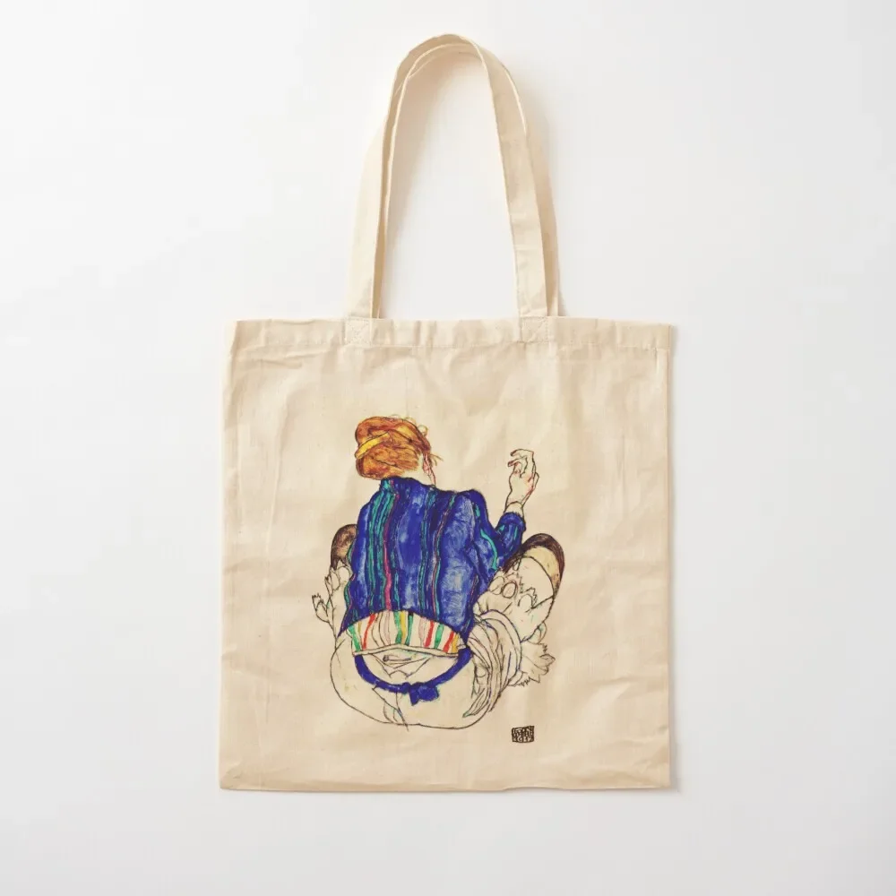 Egon Schiele Seated Woman Back View Tote Bag Canvas stote bag large size bags