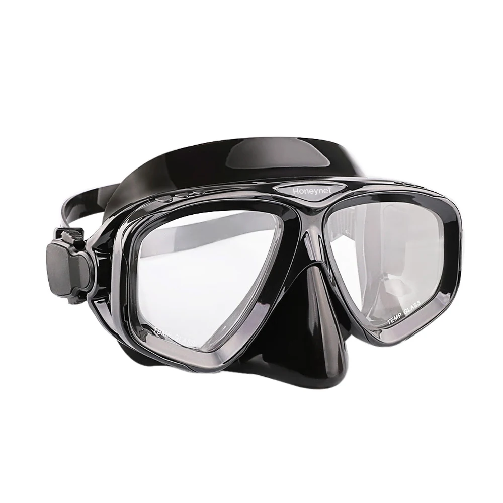 Honeynet Divers' masks, Tempered Glass Diving Goggles with Nose Cover, Panoramic Clear View