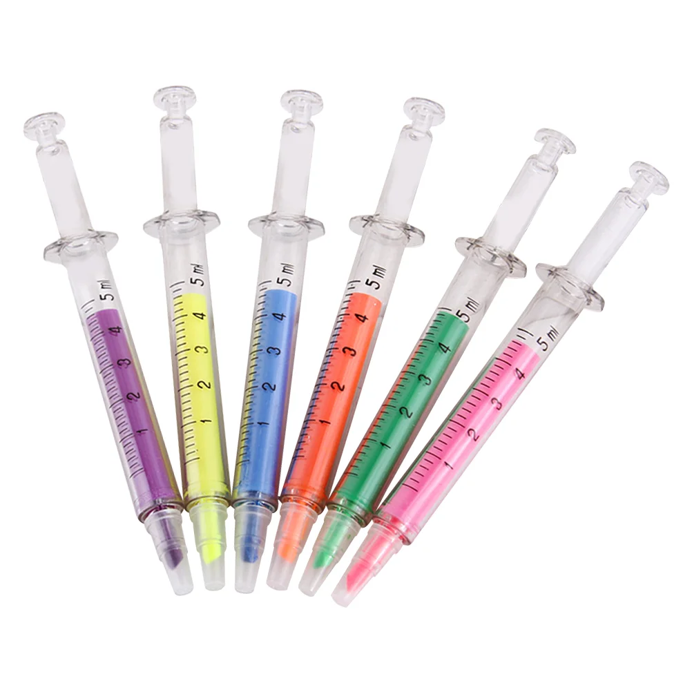 24 Pcs Syringe Highlighter Highlighters Markers Pens Nurse Convenient Household Plastic Supply