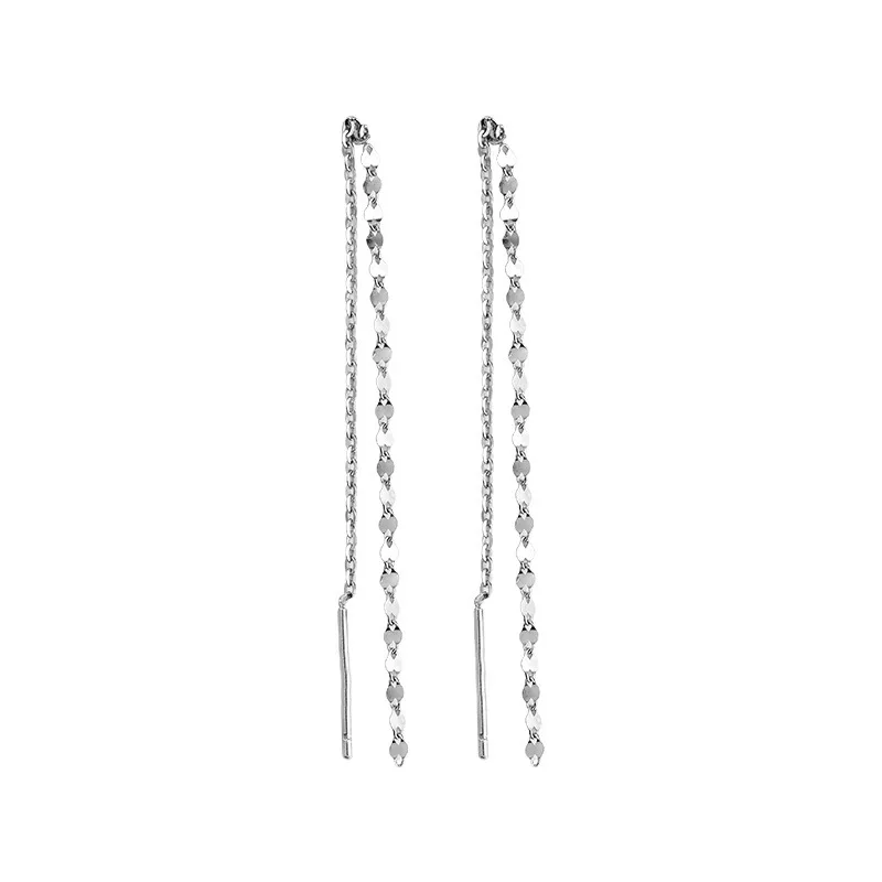 Real 925 Sterling Silver Geometric Sequin Tassel Twisted Drop Earrings for Fashion Women Fine Jewelry Minimalist Accessories