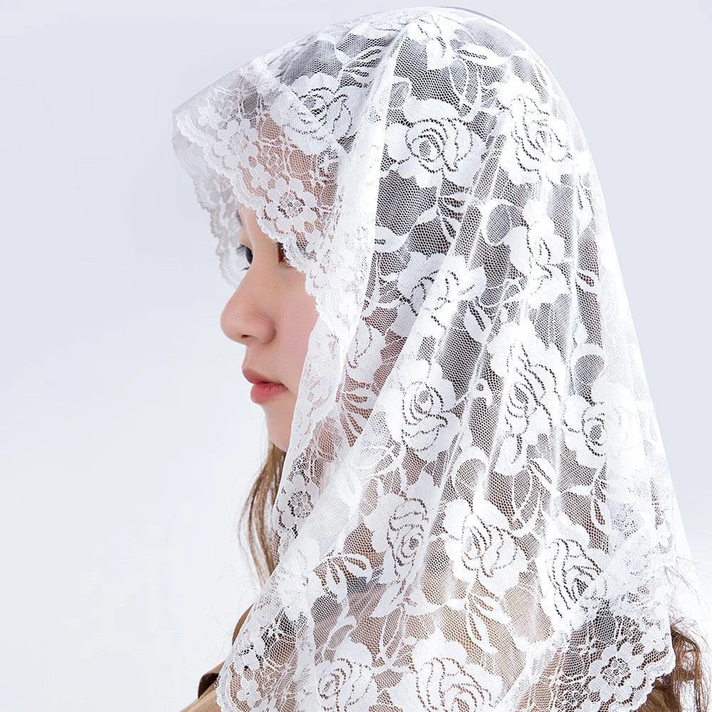 New White Black One Layer Lace Wedding Bridal Veil Blusher Face Veil Without Comb Lace Edge Wedding Accessories Voile Mariage