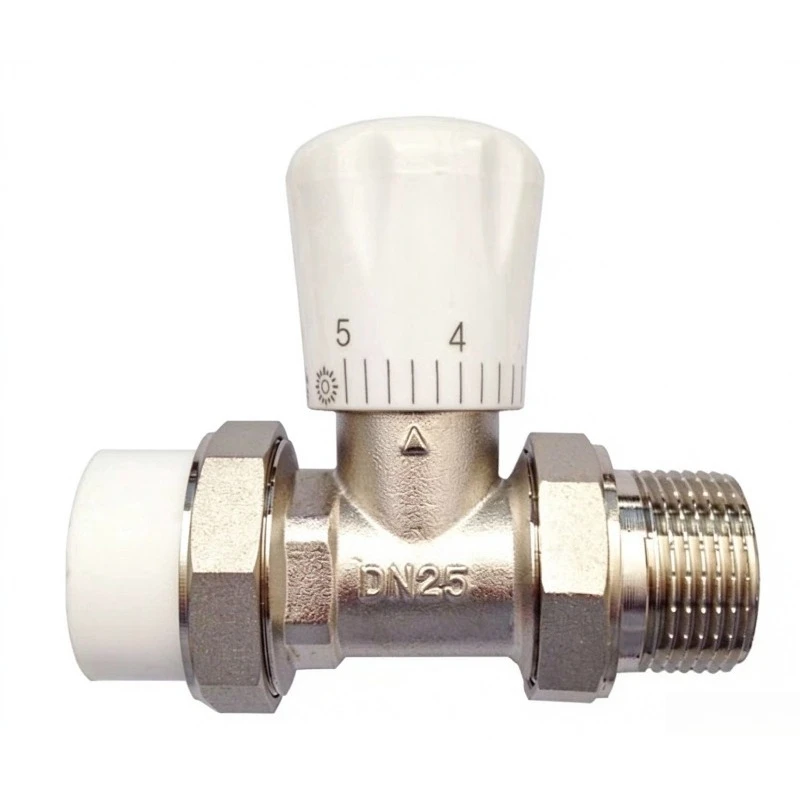 Thermostatic Radiator Valve, Brass Angle Manual PPR Temp Control Valve for HVAC Heating