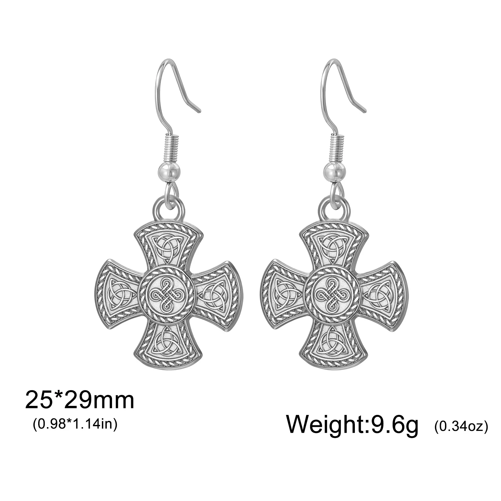 Four Arm Celtic Irish Knot Cross Drop Earrings Supernatural Amulet Gift For Women Men Gold Color Stainless Steel Party Jewelry - view 6