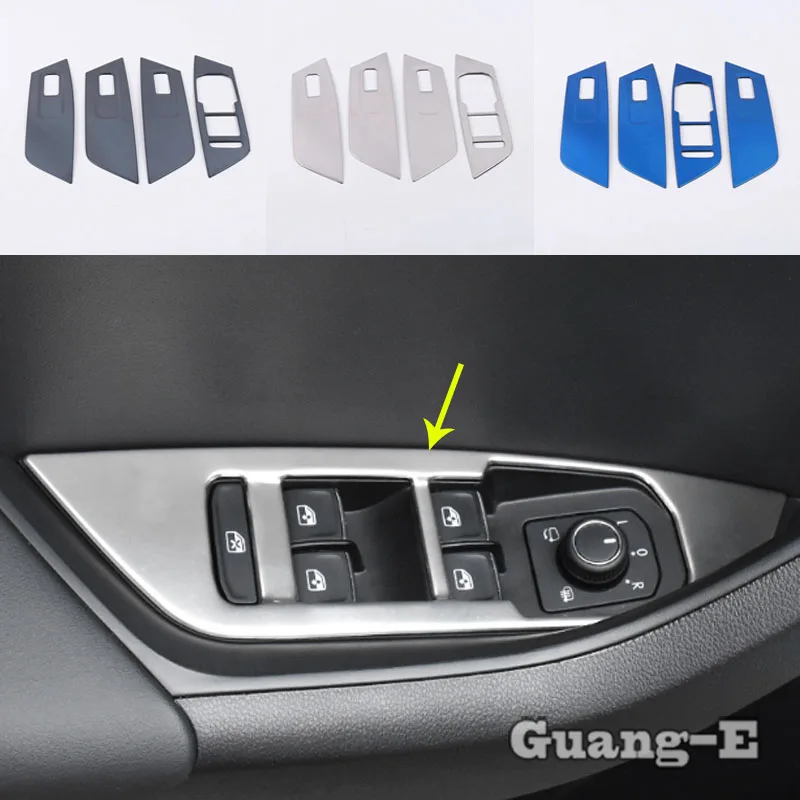 

Car Door Inner Window Glass Stainless Steel Stick Switch Button Trim Frame For Skoda Kodiaq 2017 2018 2019 2020 2021 2022