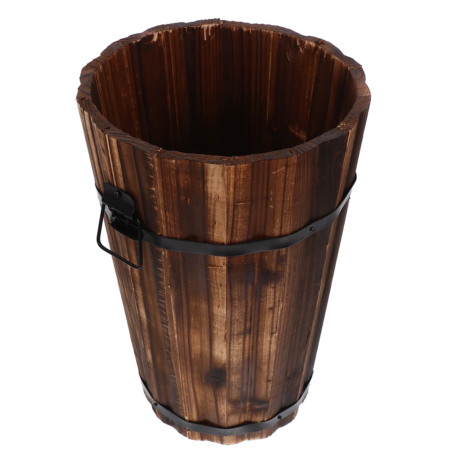 Wooden Trash Can Waste Paper Container Round Bin Toilet Garbage Recycling Storage Baskets Rustic Style Make up Office