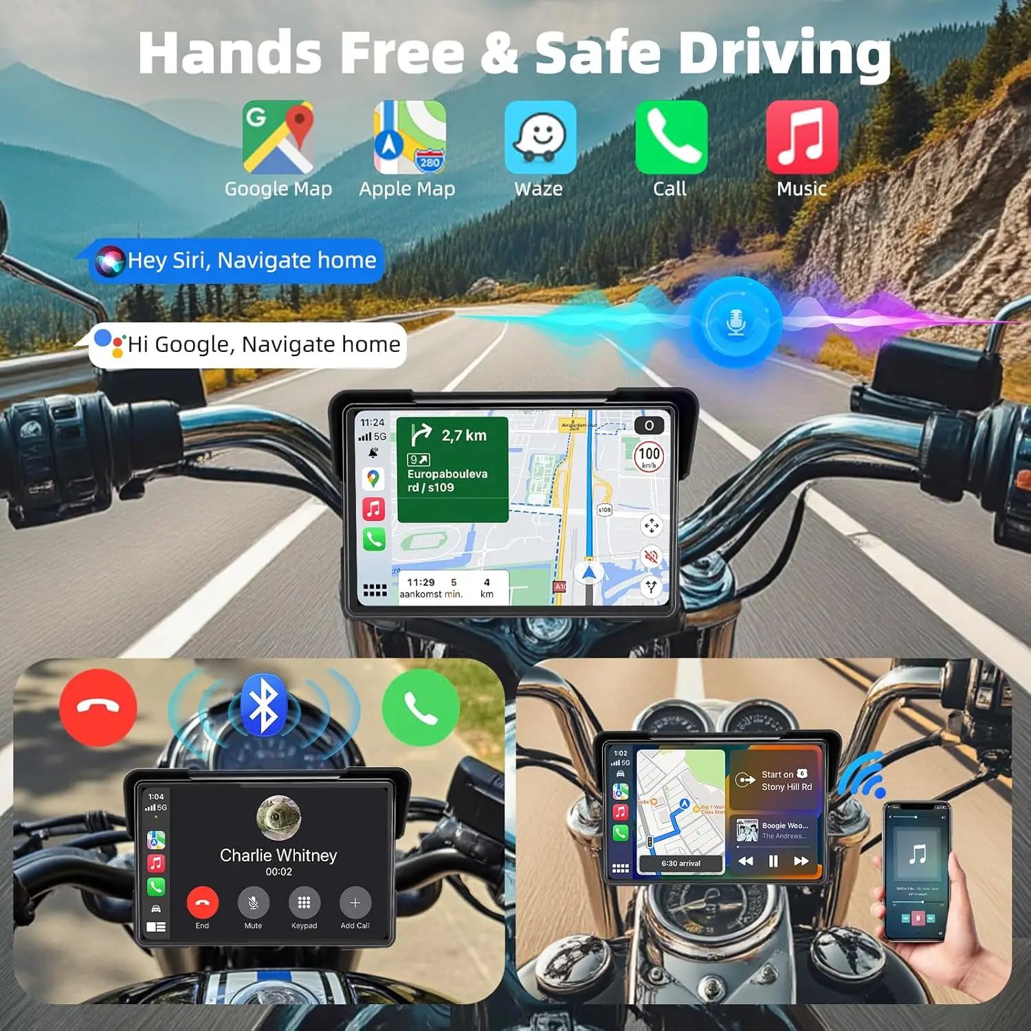 7 بوصة لسيارات BMW نظام تحديد المواقع والملاحة المحمولة للدراجات النارية الملاح اللاسلكي CarPlay أندرويد السيارات مع بلوتوث Ipx7 مقاوم للماء HD IPS #4