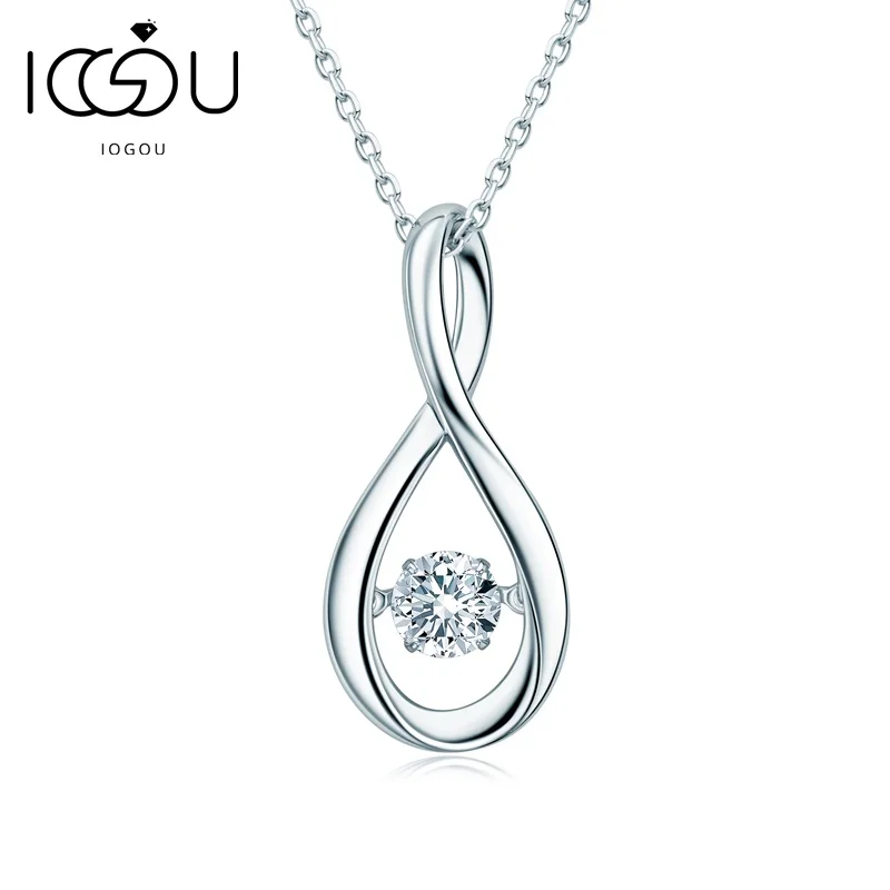 

IOGOU Infinity Love Fashion Dancing Pendant Necklace for Women D Color Round Cut 5mm(0.5ct) Moissanite 925 Silver Jewelry Gifts