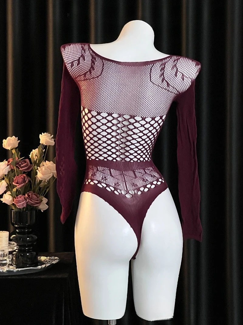 Seksowna, elastyczna sukienka z siateczki dla par, jednoczęściowa bielizna z wycięciami, ekscytujący i uwodzicielski strój do sypialni.