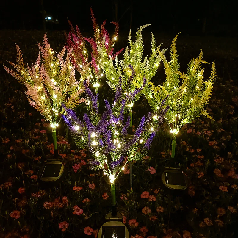 Christmas Simulation Lavender LED Solar Lights Waterproof Outdoor Garden Lawn Lamps Party House Decoration Night Light 059