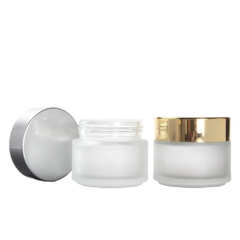 5pcs Cosemtics Face Cream Jar 100G Matte Glass Facial Mask Pot Gold Lid Lotion Makeup Packaging Skin Care Containers 100ml