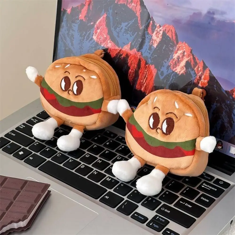 Cartoon niedlichen Plüschtiere für Kinder Kinder kreative Hamburger Geldbörse Kawaii Reiß verschluss Brieftasche