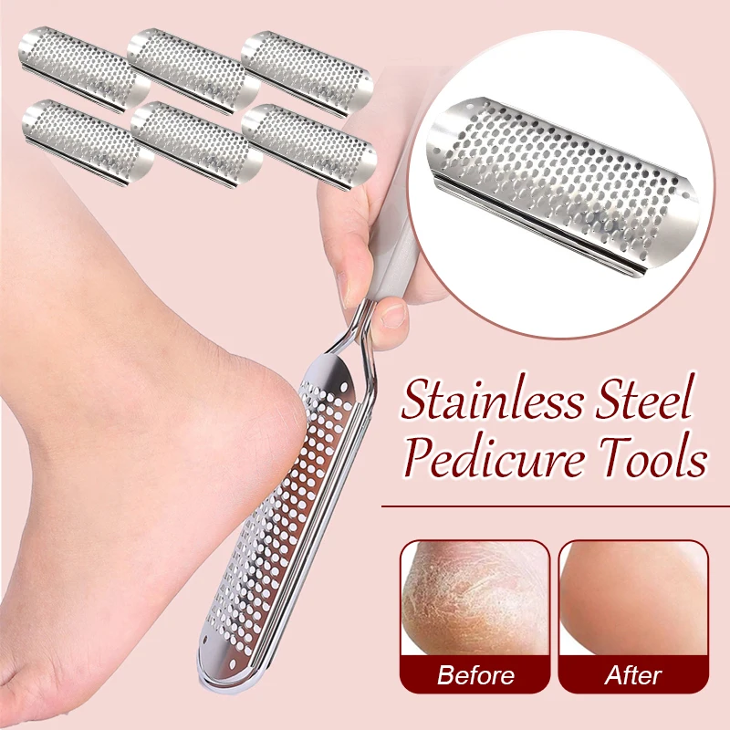 6 Pcs Stainless Steel Foot File Callus Remover Tool Shave Dead Skin Home Pedicure Tools Feet Heels Foot Rasp Callus Remover