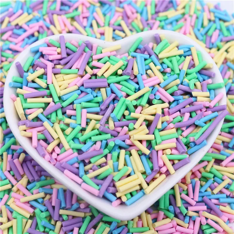 Long Cylindrical Polymer Clay Sprinkles Colorful Fimo Polymer Clay for DIY Slime Tiny Cute Plastic Nail Art Klei Accessories